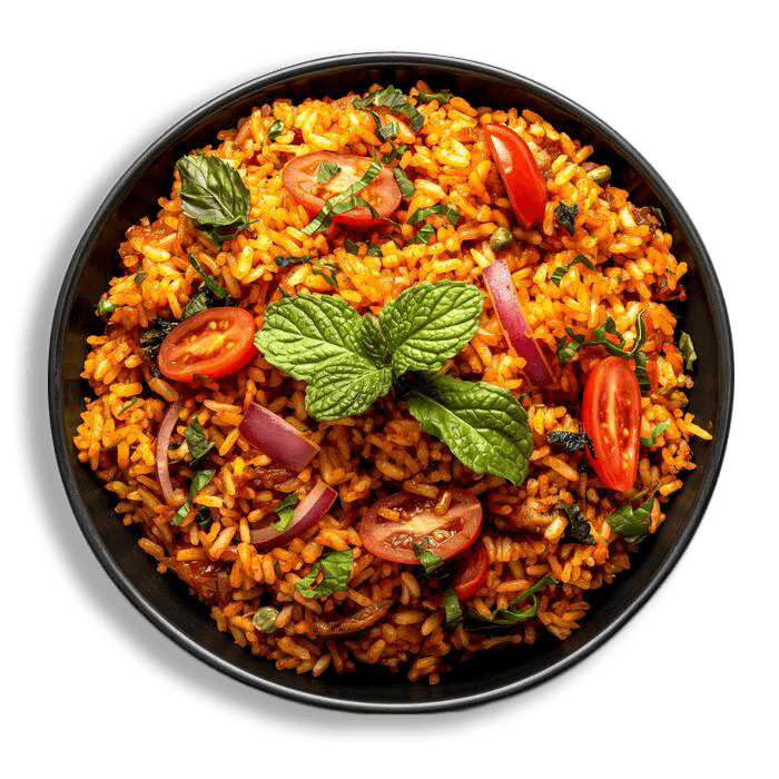 Ajoksdelight jollof rice, plated fresh